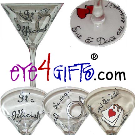 "IT'S OFFICIAL" PERSONALIZED MARTINI GLASS